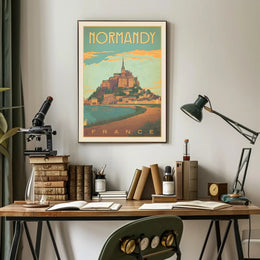 Mont Saint-Michel Illustrated Vintage Travel Poster PosterGoat