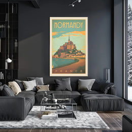 Mont Saint-Michel Illustrated Vintage Travel Poster PosterGoat