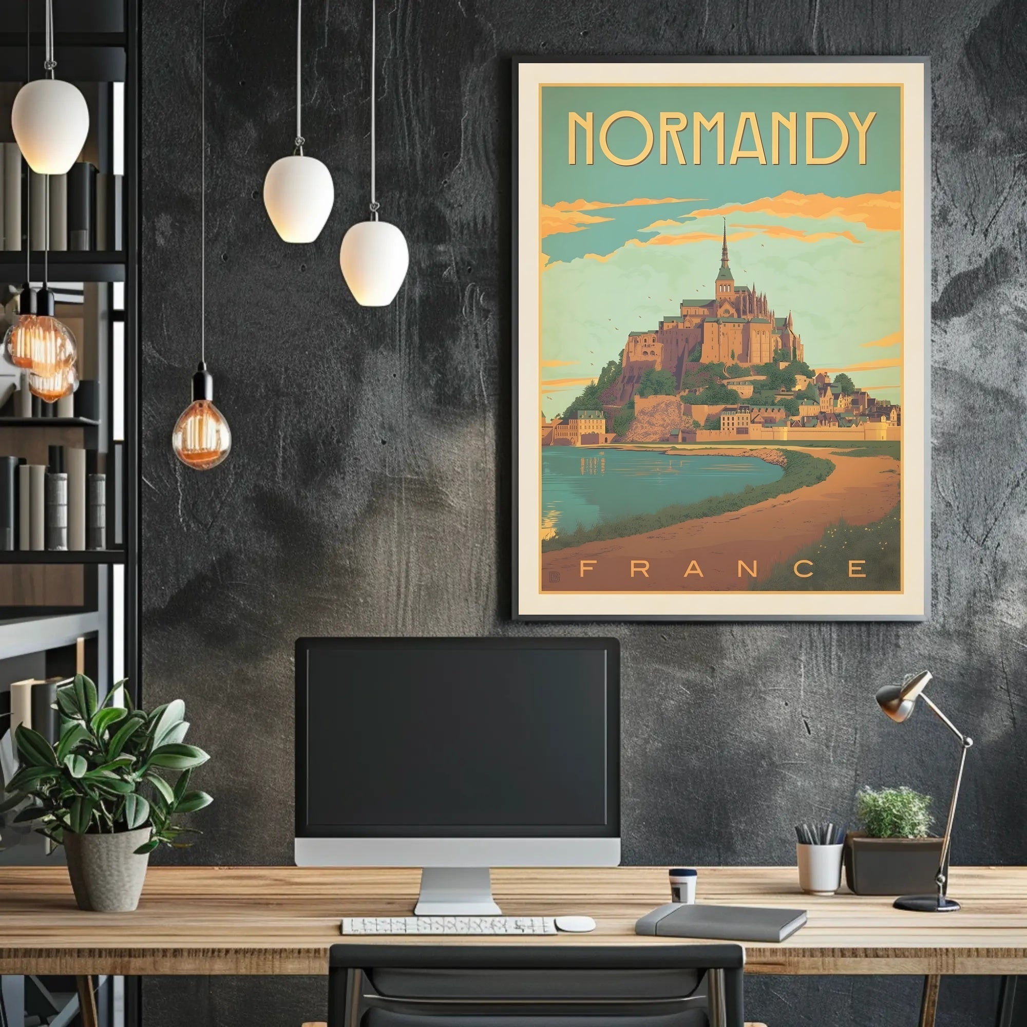 Mont Saint-Michel Illustrated Vintage Travel Poster PosterGoat