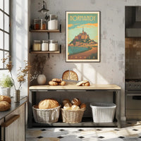 Mont Saint-Michel Illustrated Vintage Travel Poster PosterGoat