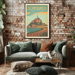 Mont Saint-Michel Illustrated Vintage Travel Poster PosterGoat