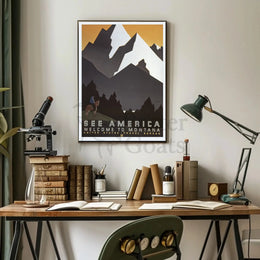 Montana Adventure Vintage Travel Art Deco Poster PosterGoat