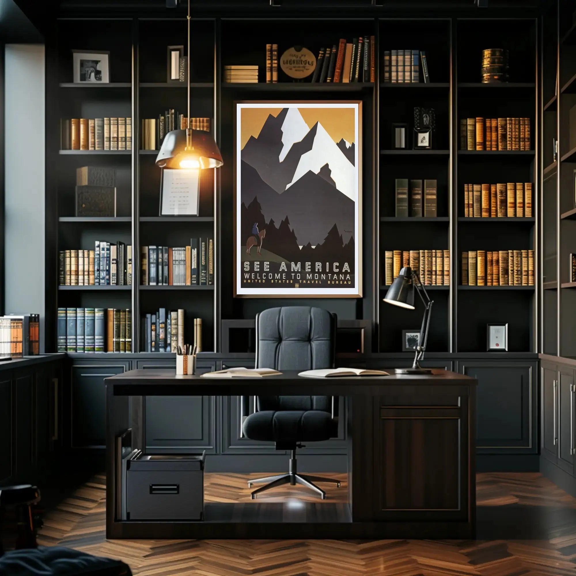 Montana Adventure Vintage Travel Art Deco Poster PosterGoat
