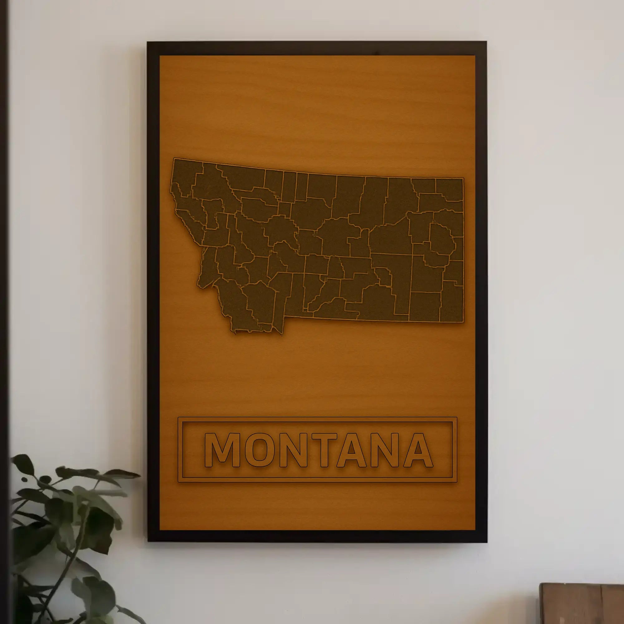 Montana Rustic Map Minimalist Heritage Poster PosterGoat