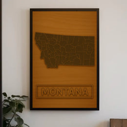 Montana Rustic Map Minimalist Heritage Poster PosterGoat