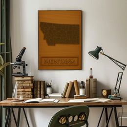 Montana Rustic Map Minimalist Heritage Poster PosterGoat