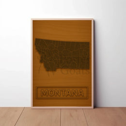 Montana Rustic Map Minimalist Heritage Poster PosterGoat