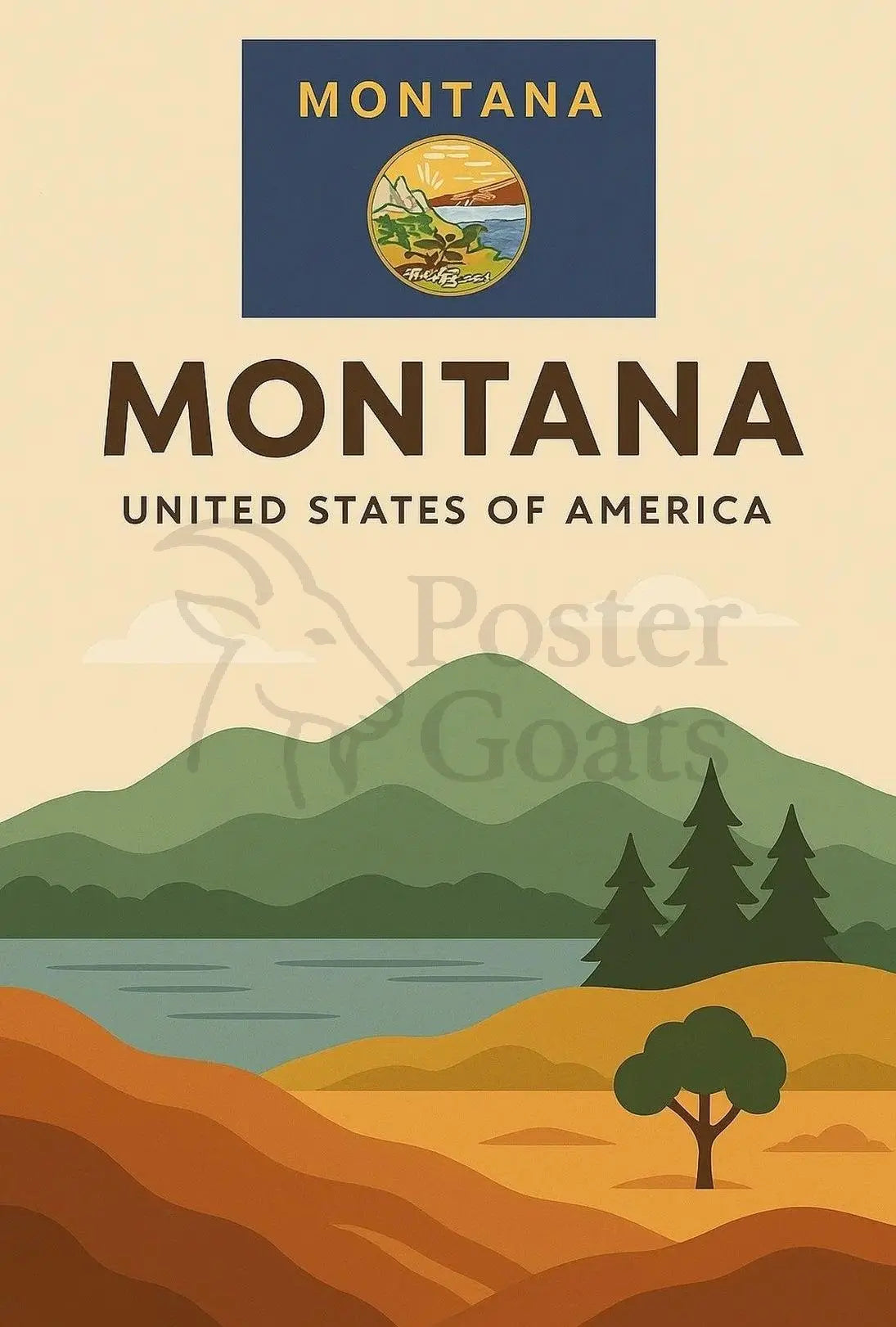 Montana Scenic Landscape Modern Travel Poster PosterGoat