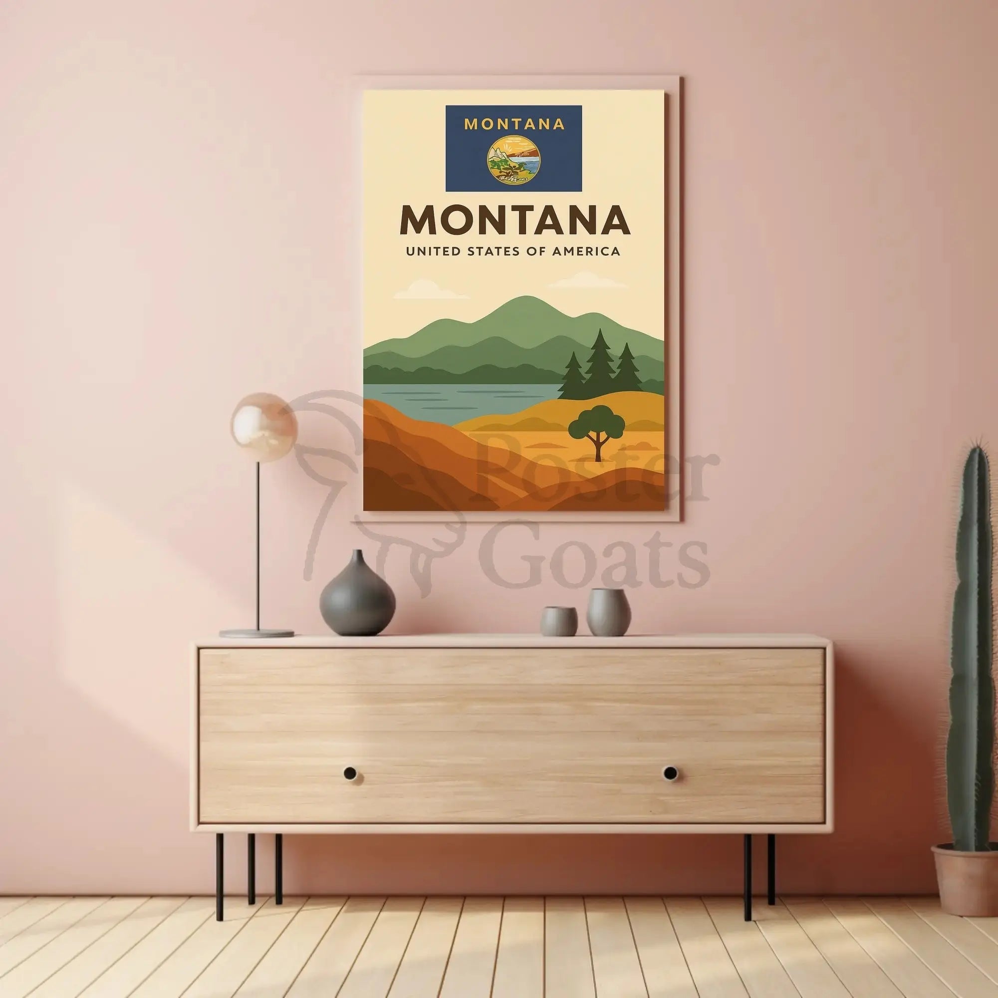 Montana Scenic Landscape Modern Travel Poster PosterGoat