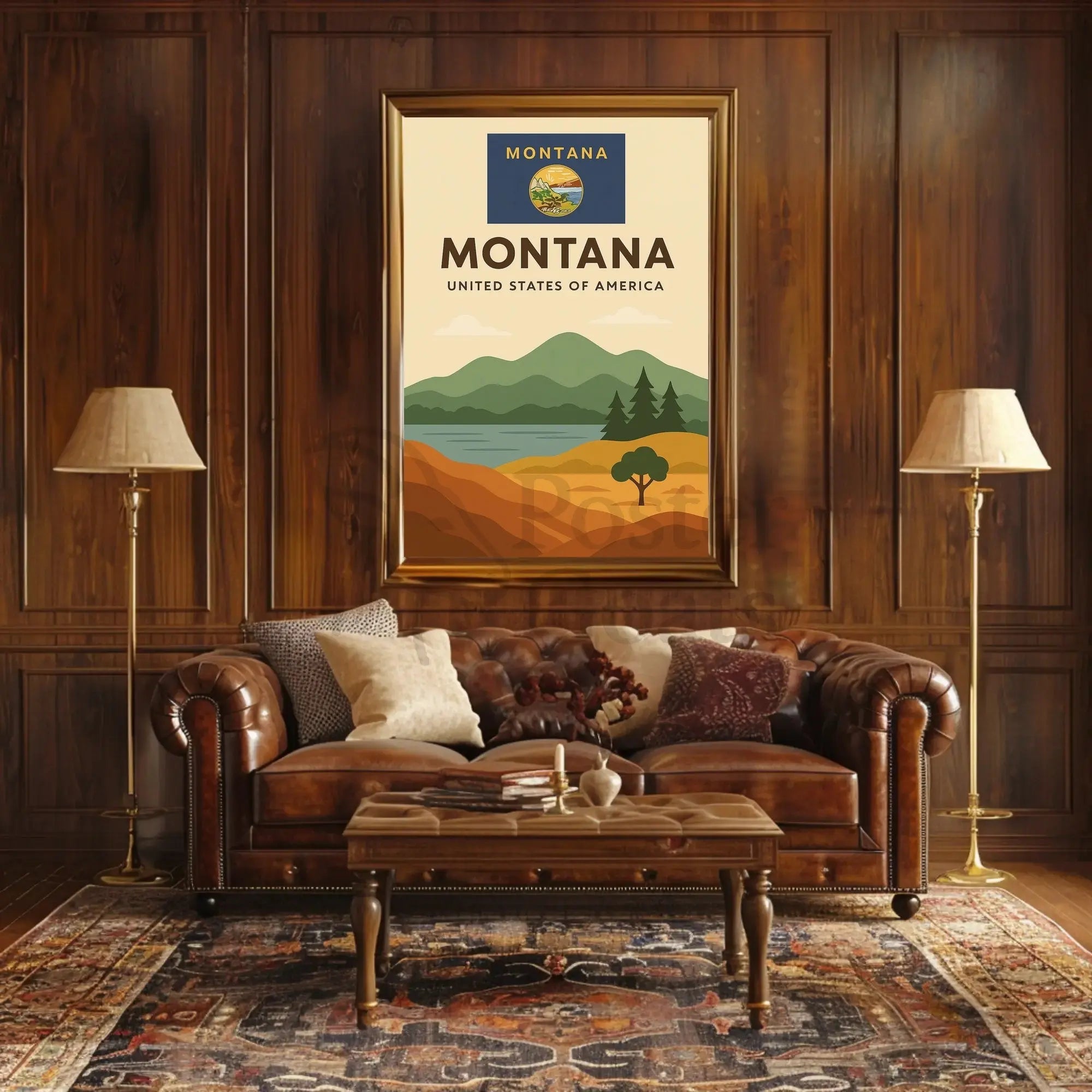 Montana Scenic Landscape Modern Travel Poster PosterGoat