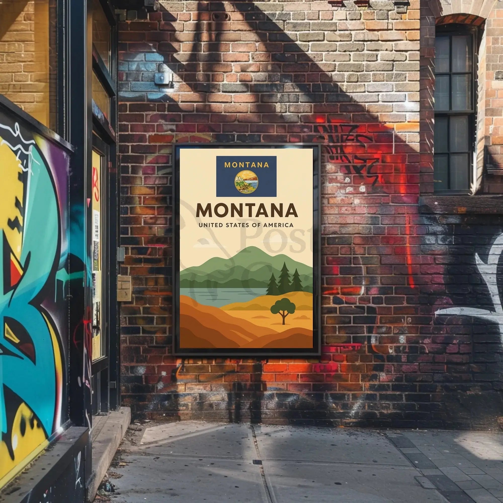 Montana Scenic Landscape Modern Travel Poster PosterGoat