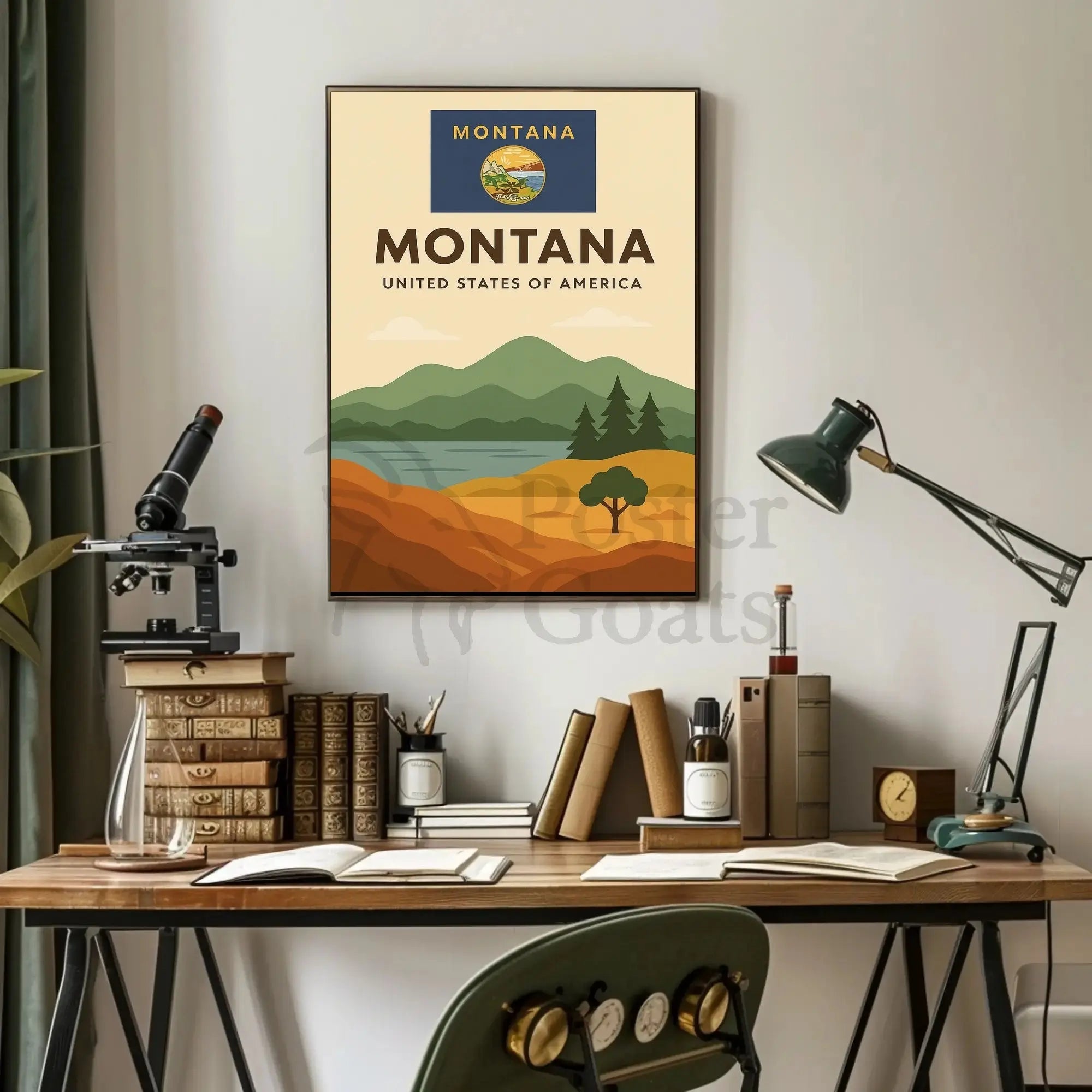 Montana Scenic Landscape Modern Travel Poster PosterGoat