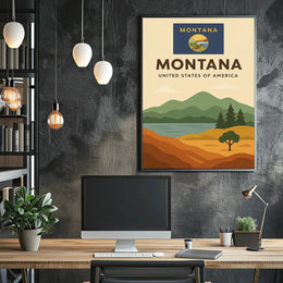 Montana Scenic Landscape Modern Travel Poster PosterGoat