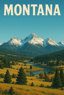Montana Vintage Travel Poster for Adventure and Serenity PosterGoat