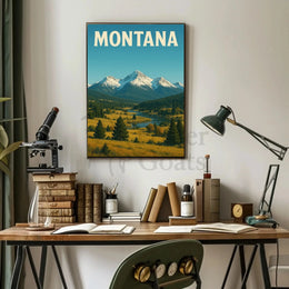 Montana Vintage Travel Poster for Adventure and Serenity PosterGoat