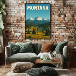 Montana Vintage Travel Poster for Adventure and Serenity PosterGoat