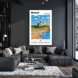 Montauk Lighthouse Landmark Travel Poster PosterGoat