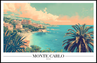 Monte Carlo Coastal View Retro Travel Poster PosterGoat