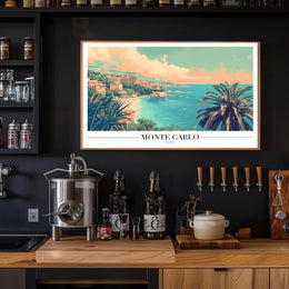 Monte Carlo Coastal View Retro Travel Poster PosterGoat