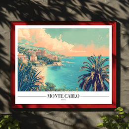 Monte Carlo Coastal View Retro Travel Poster PosterGoat