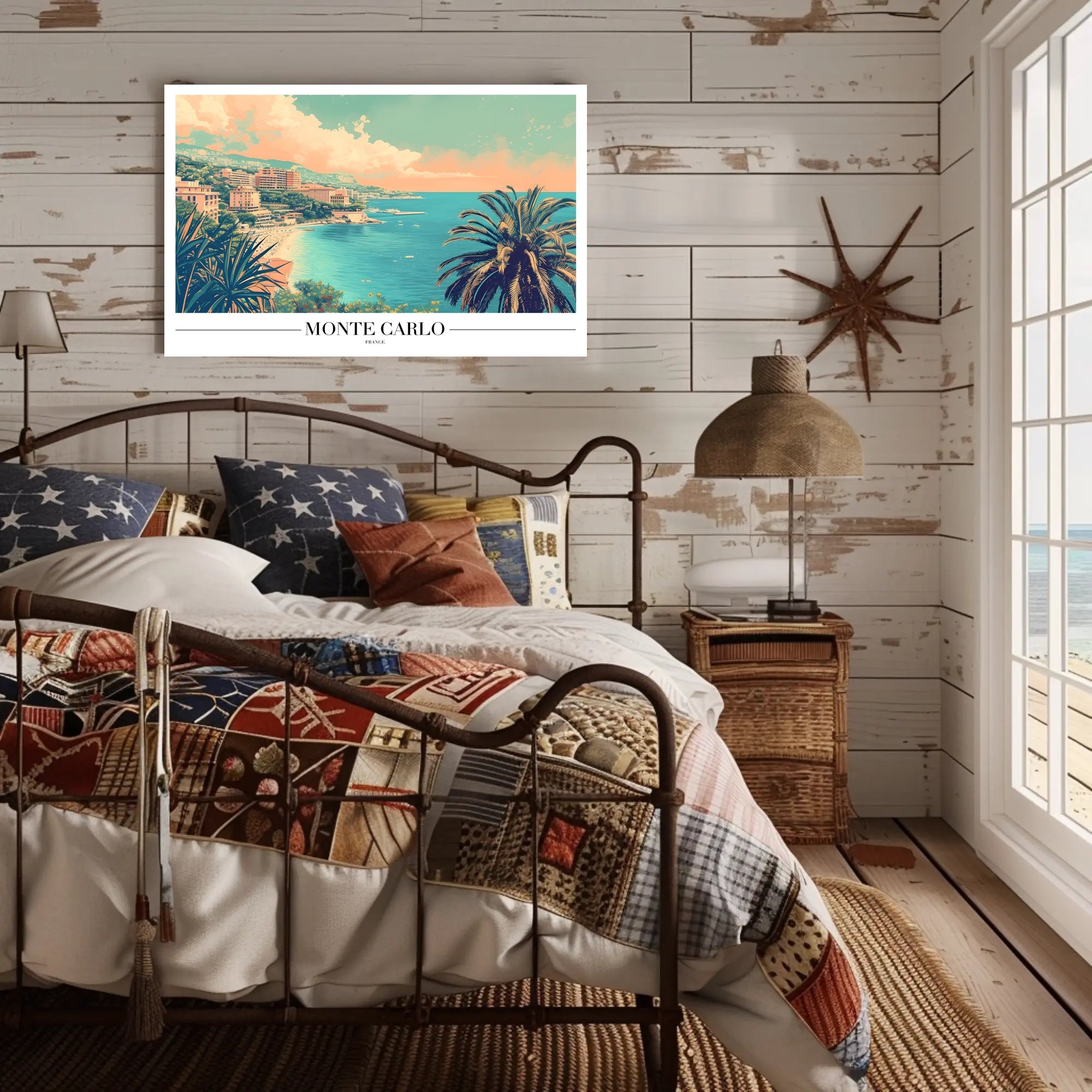 Monte Carlo Coastal View Retro Travel Poster PosterGoat