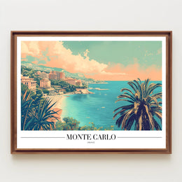 Monte Carlo Coastal View Retro Travel Poster PosterGoat