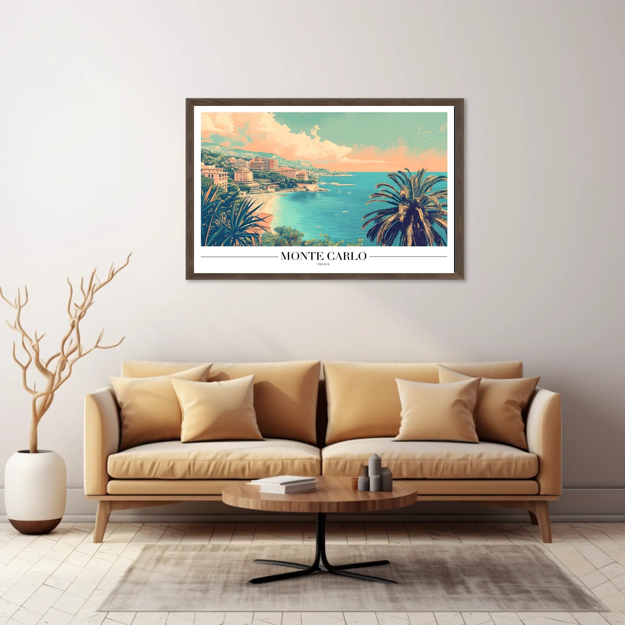 Monte Carlo Coastal View Retro Travel Poster PosterGoat