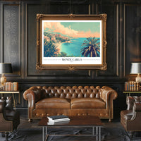 Monte Carlo Coastal View Retro Travel Poster PosterGoat
