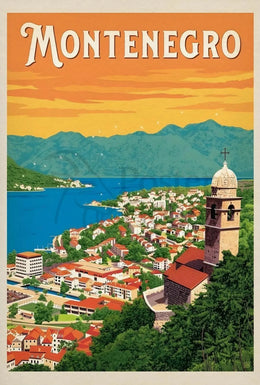 Montenegro Travel: Vintage Scenic Peaceful Coastline Travel Poster PosterGoat