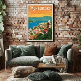 Montenegro Travel: Vintage Scenic Peaceful Coastline Travel Poster PosterGoat