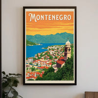 Montenegro Travel: Vintage Scenic Peaceful Coastline Travel Poster PosterGoat