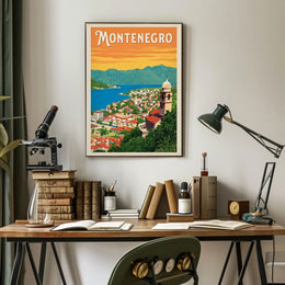 Montenegro Travel: Vintage Scenic Peaceful Coastline Travel Poster PosterGoat