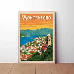Montenegro Travel: Vintage Scenic Peaceful Coastline Travel Poster PosterGoat