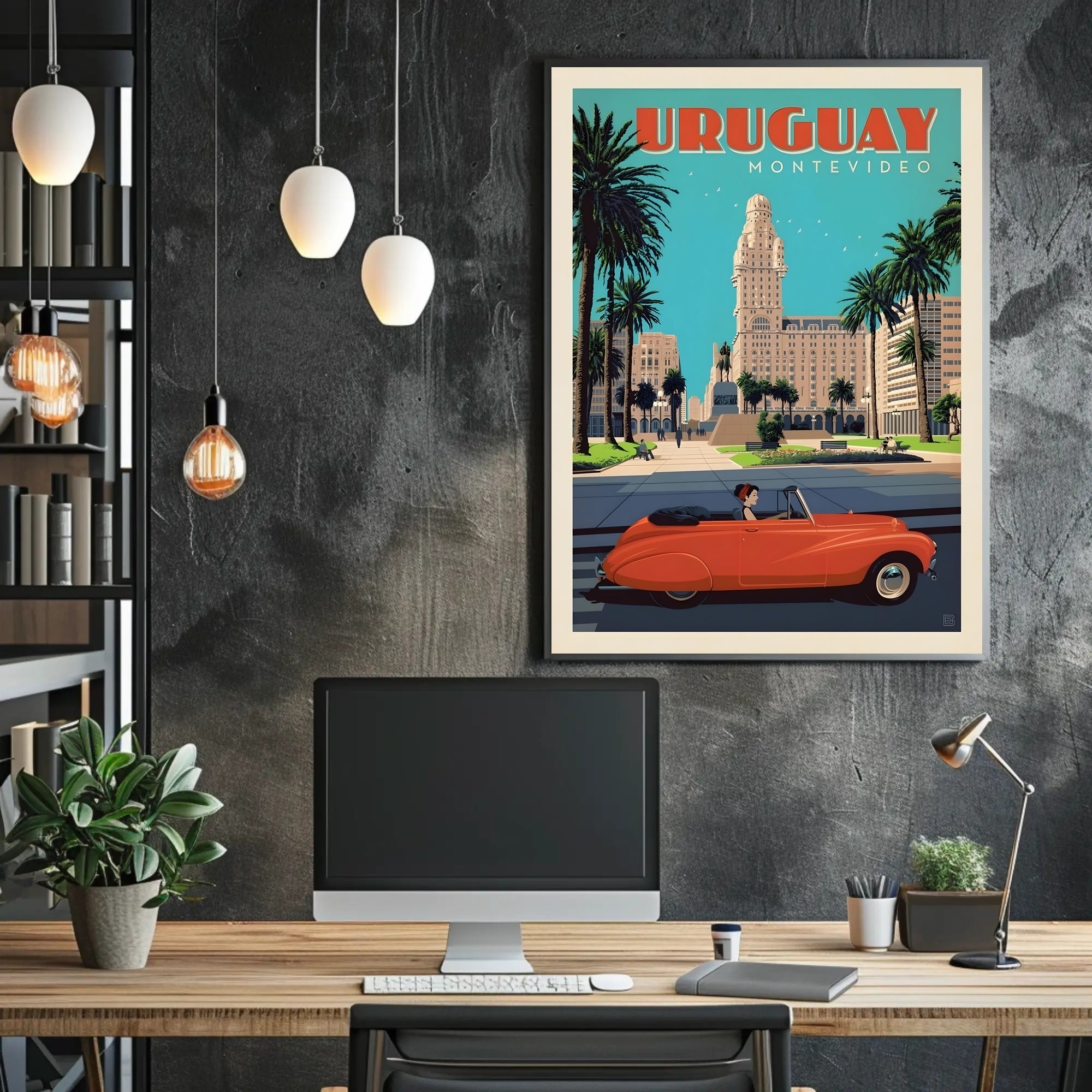 Montevideo Vintage Travel Scene Mid-Century Travel Poster PosterGoat