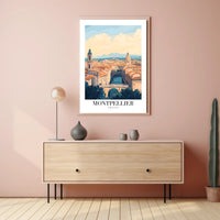 Montpellier Vintage Cityscape Travel Poster PosterGoat