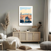 Montpellier Vintage Cityscape Travel Poster PosterGoat