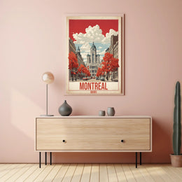 Montreal Mid-Century Street Scene Urban or Cityscape Poster PosterGoat