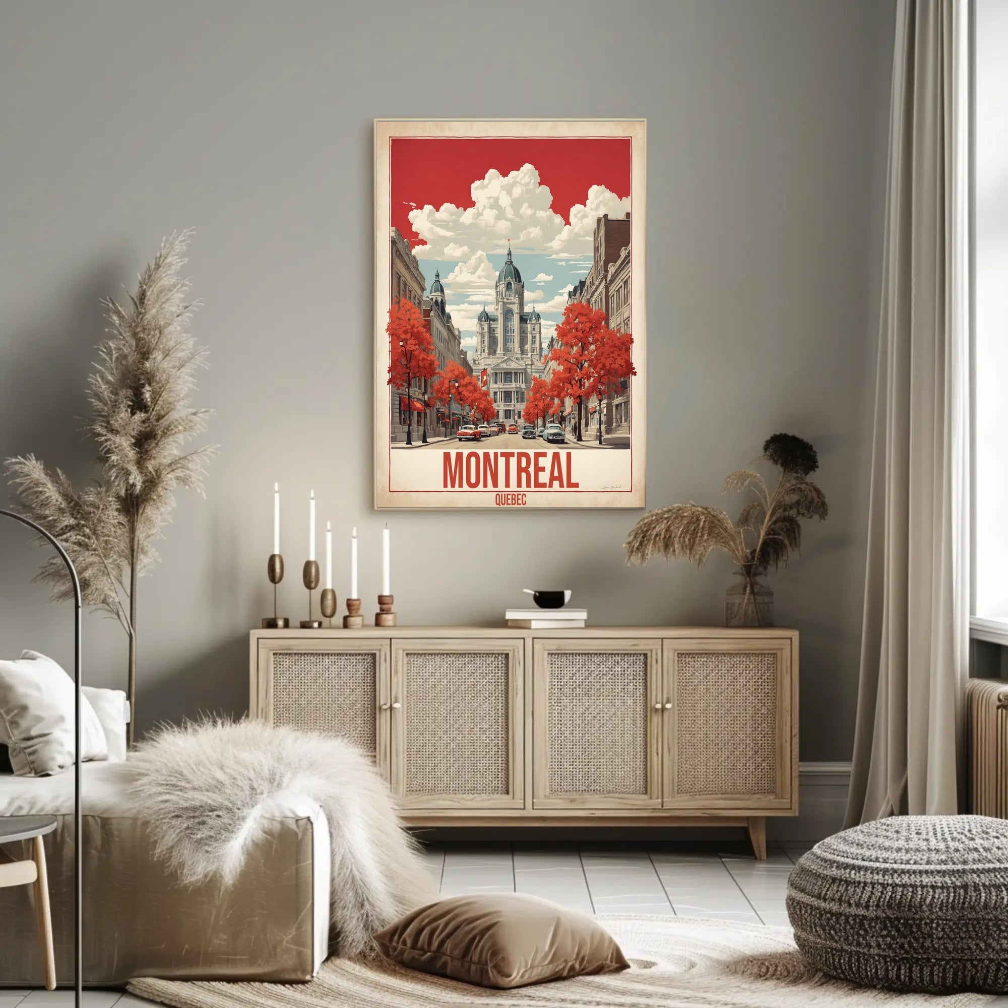 Montreal Mid-Century Street Scene Urban or Cityscape Poster PosterGoat