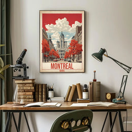 Montreal Mid-Century Street Scene Urban or Cityscape Poster PosterGoat