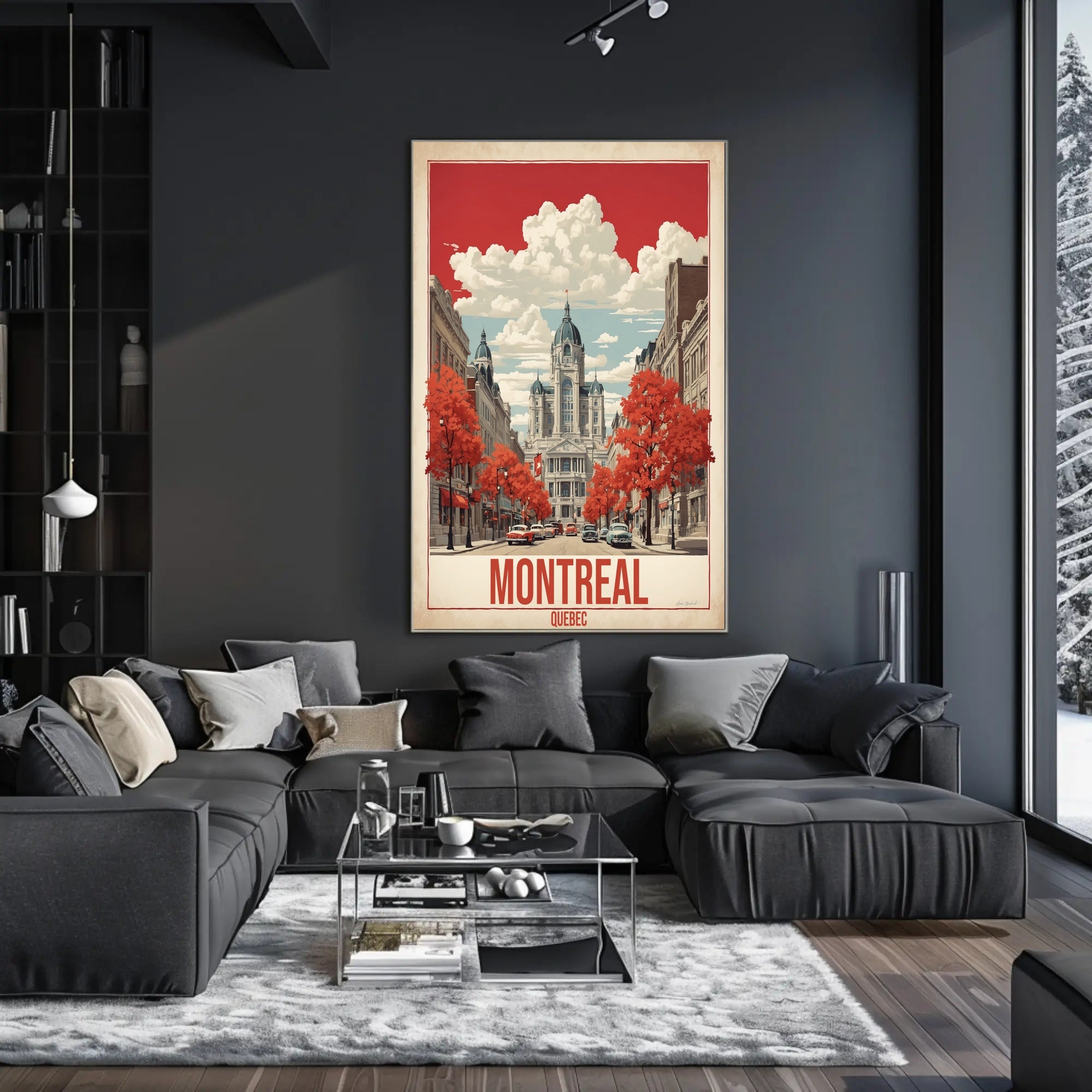 Montreal Mid-Century Street Scene Urban or Cityscape Poster PosterGoat