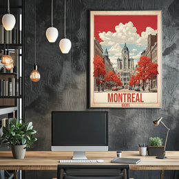 Montreal Mid-Century Street Scene Urban or Cityscape Poster PosterGoat