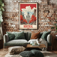 Montreal Mid-Century Street Scene Urban or Cityscape Poster PosterGoat