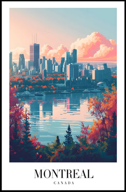 Montreal Skyline at Sunset Urban or Cityscape Poster PosterGoat