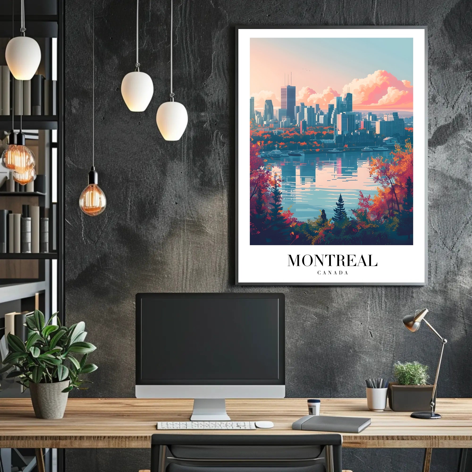 Montreal Skyline at Sunset Urban or Cityscape Poster PosterGoat