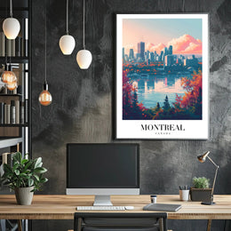 Montreal Skyline at Sunset Urban or Cityscape Poster PosterGoat