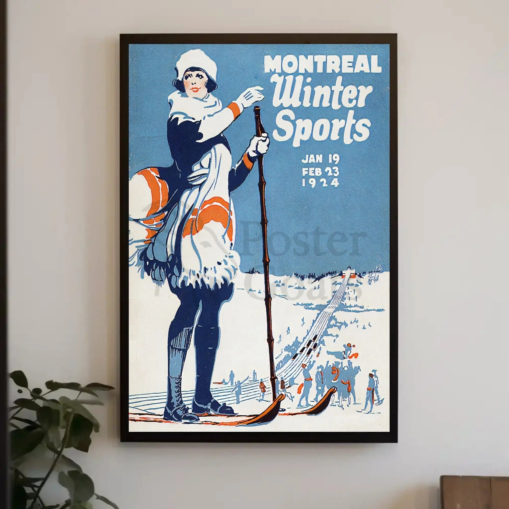 Montreal Winter Sports 1924 Vintage Poster - Sports Poster PosterGoat