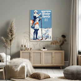 Montreal Winter Sports 1924 Vintage Poster - Sports Poster PosterGoat