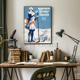 Montreal Winter Sports 1924 Vintage Poster - Sports Poster PosterGoat