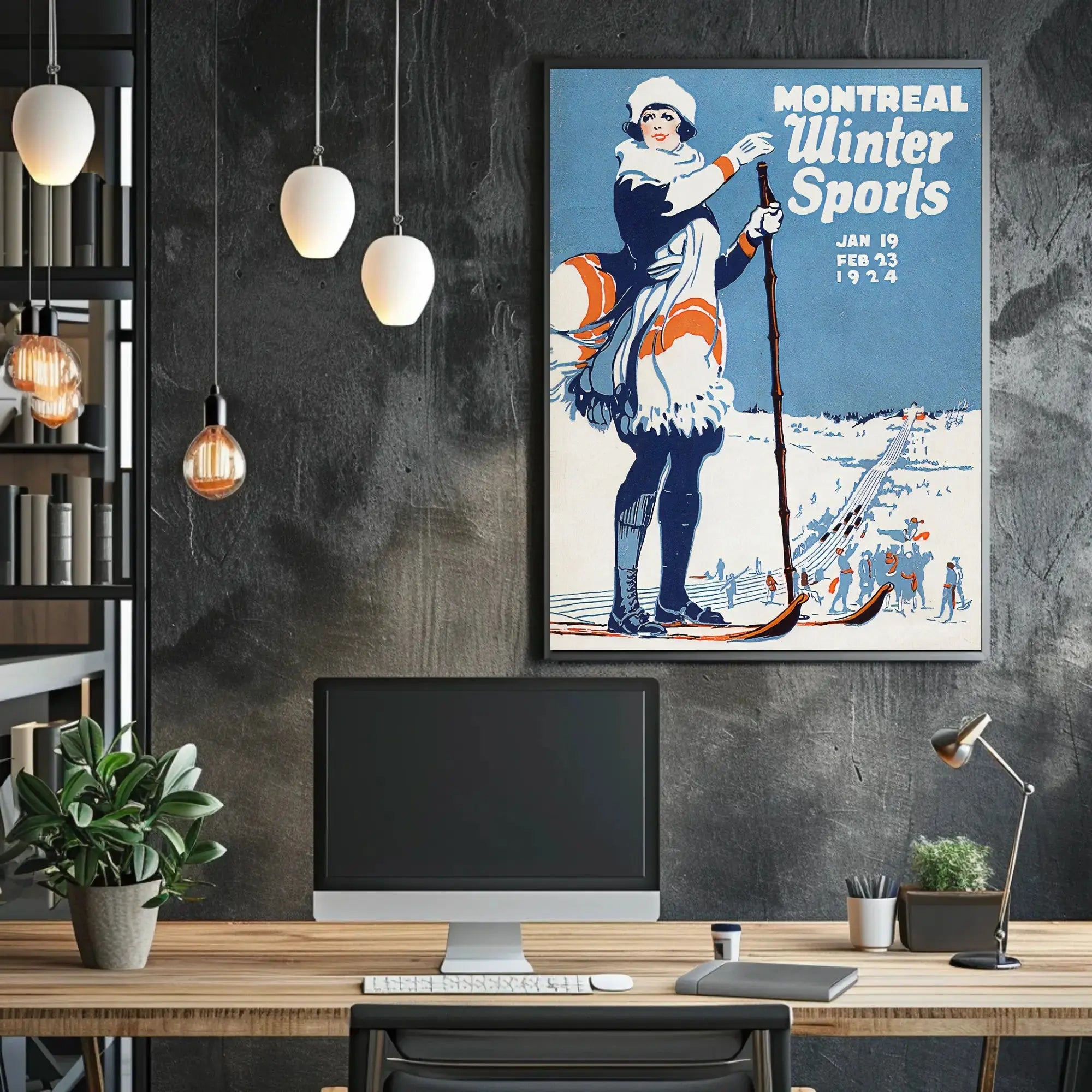 Montreal Winter Sports 1924 Vintage Poster - Sports Poster PosterGoat