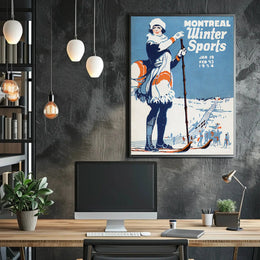 Montreal Winter Sports 1924 Vintage Poster - Sports Poster PosterGoat